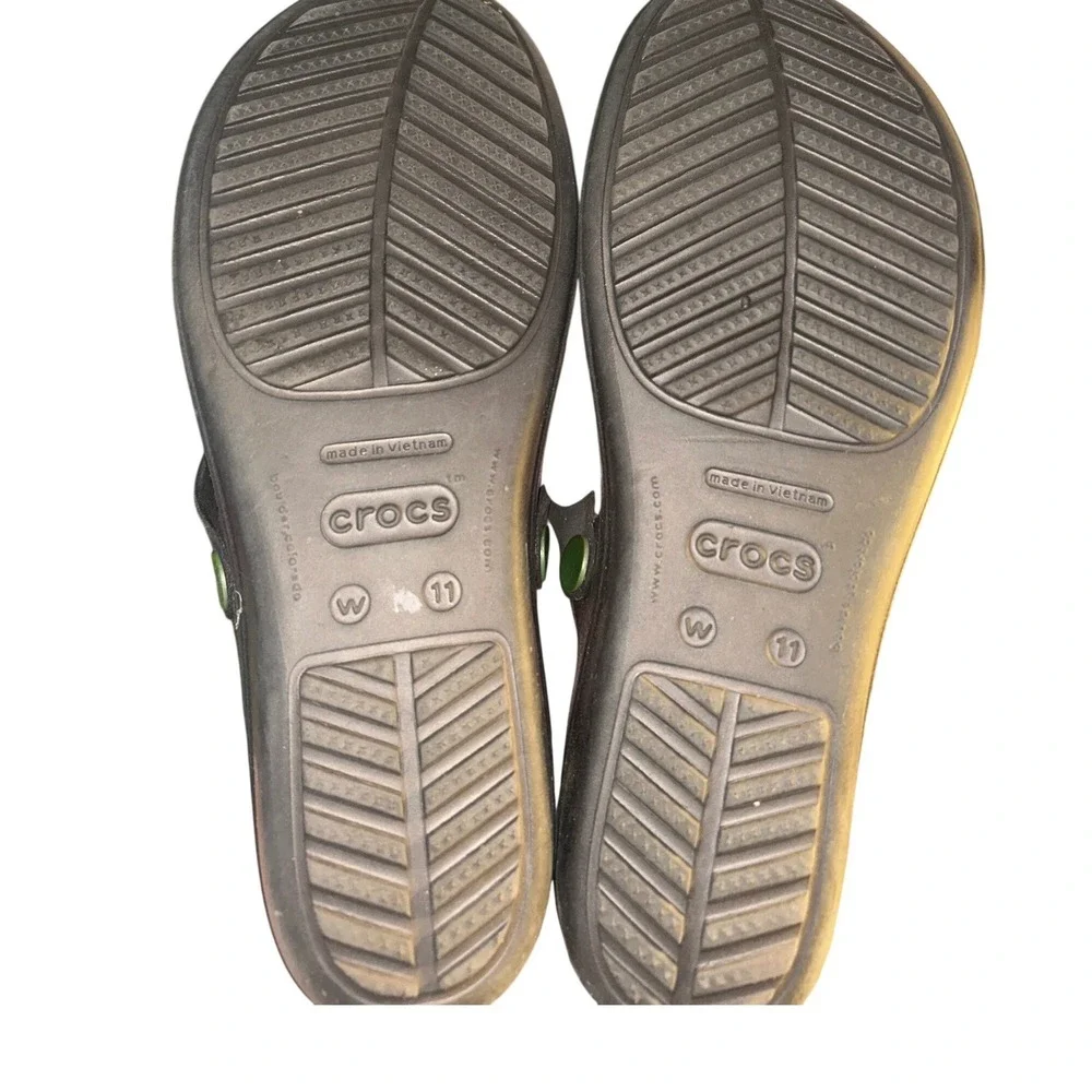 Crocs‎ Sanrah Wedge Flip Flops Brown Tan Gold Ring Sandals Womens 11